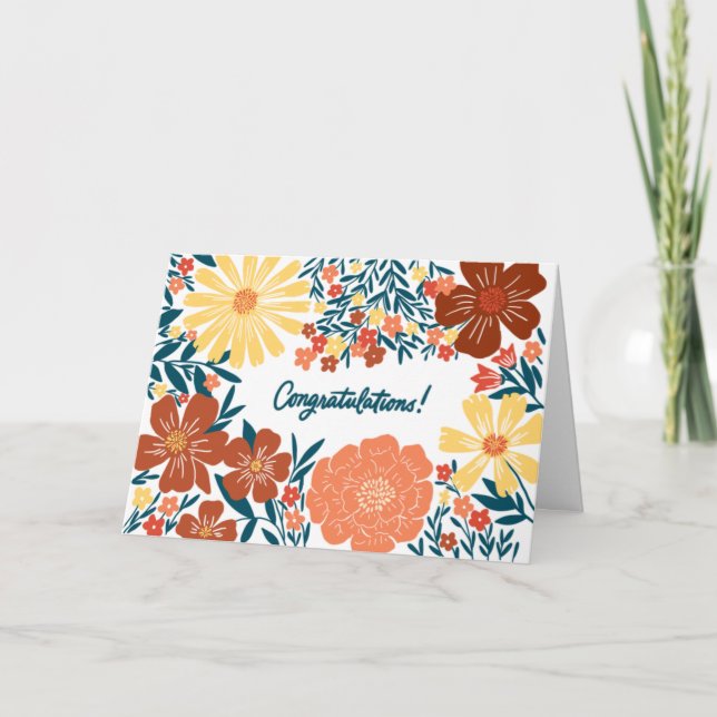 Félicitations Florales, carte intérieure vierge (Devant)