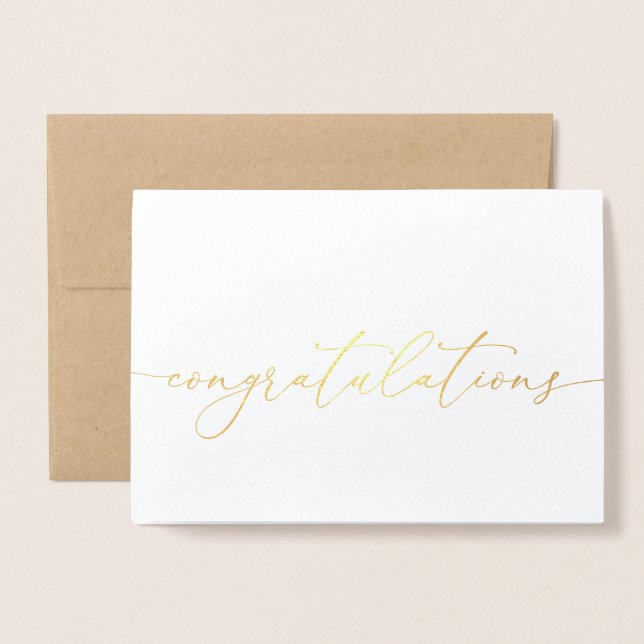 Félicitations Gold Foil Minimaliste Carte de félic (Devant avec enveloppe)