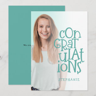 Félicitations Grad Photo Turquoise Graduate Card
