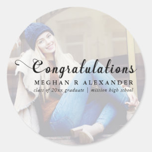 Félicitations Graduate Photo and Name Sticker