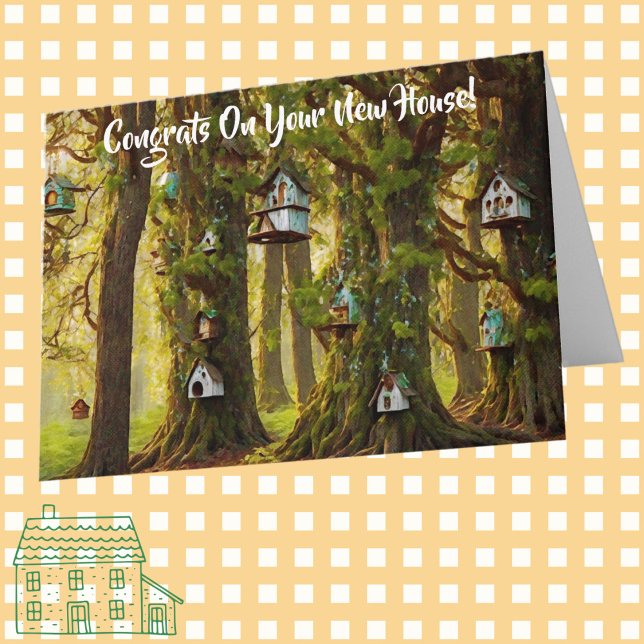 Félicitations mignonnes pour nouvelle maison carte (New house, moving congratulations card.)