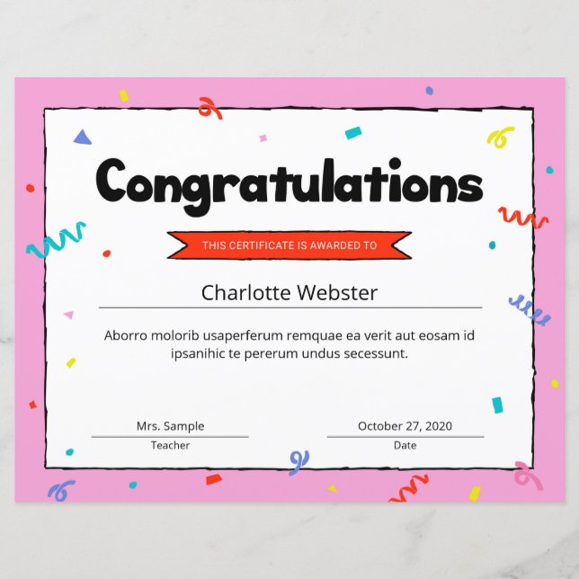 Félicitations Modèle du Prix du Certificat (Devant)