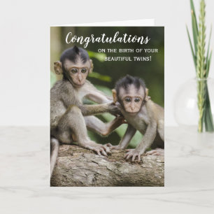 Félicitations Nouvelle Carte Singe Baby Twins
