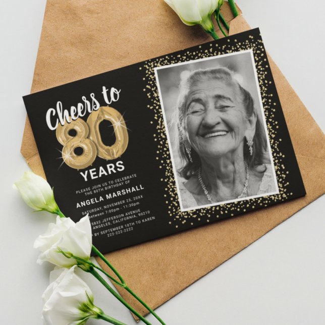 Félicitations pour 80 ans Invitation d'anniversair (Créateur téléchargé)
