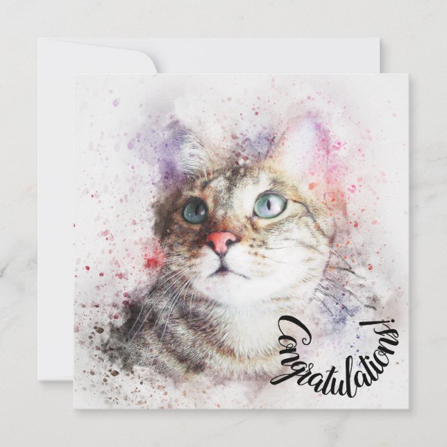 Félicitations pour la carte de nouveau chat (Devant)