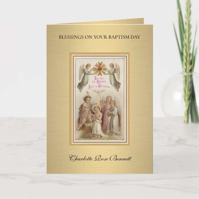 Félicitations pour le baptême Ange Carte de vœux (Devant)