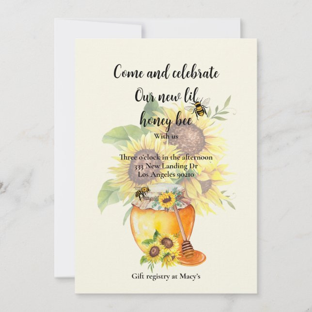 Félicitations pour votre faire-part bébé abeille m (Devant)