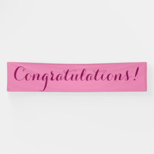 Félicitations simple signe de bannière rose
