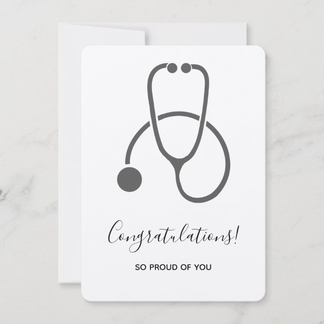 Félicitations Stylish Grey Steth Grad Invitation (Devant)