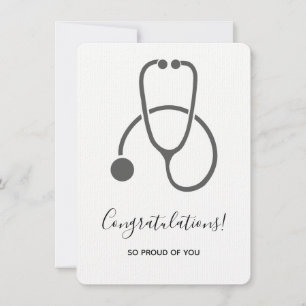 Félicitations Stylish Grey Steth Grad Invitation