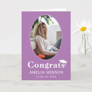 Félicitations Violet Diplômé Photo Carte de Remise
