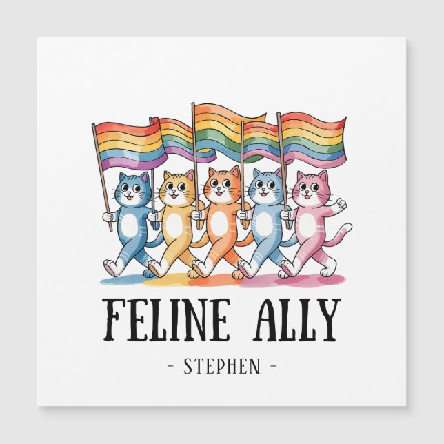 Feline Ally - Rainbow Cat LGBTQ Pride (Devant)