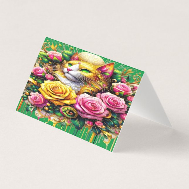 Feline au milieu d'une floraison vibrante (Front)