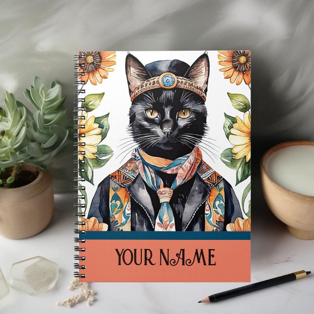 Feline avec Carnet photo Spiral de Foulard (Créateur téléchargé)