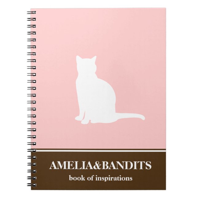 Feline chat animal silhouette rose journal d'inspi (Devant)
