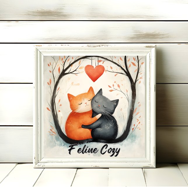 Feline Cosy Chat Aimer Poster Art Poster Mur Art (Créateur téléchargé)