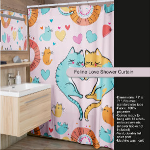 Feline Love Douche Rideau