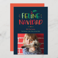 Feline Navidad Pet Carte photo de vacances