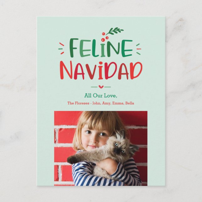 Feline Navidad Pet Christmas Carte postale (Devant)