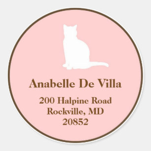 Feline rose brun chat nom personnalisé étiquette d