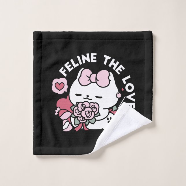 Feline the Love - Design de chat de la belle Valen (Gant de toilette)
