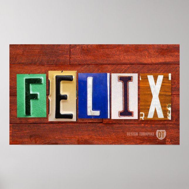 FELIX License Plate Letter Nom Poster personnalisé (Devant)