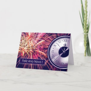 Feliz Ano Novo. Carte du Nouvel An en portugais