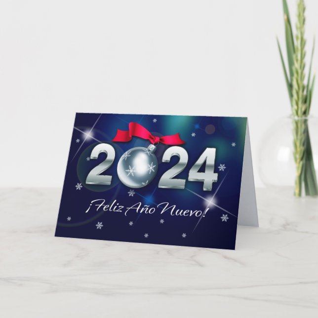 Feliz Año Nuevo 2024. Carte du Nouvel An en espagn (Devant)