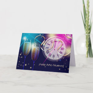 Feliz Año Nuevo. Carte du Nouvel An en espagnol