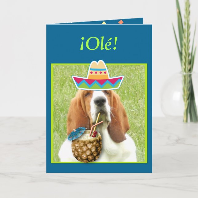 "¡ Feliz Cinco De Mayo !" Carte w/Basset et (Devant)