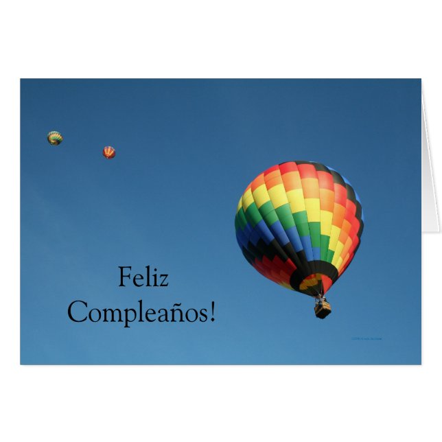 Feliz Compleaños !  Carte chaude de ballon à air (Devant horizontal)