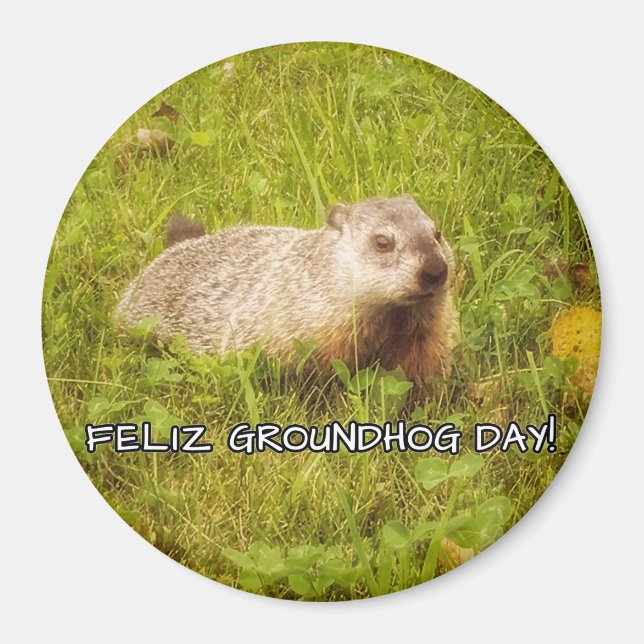 Feliz Groundhog Day ! aimant (Devant)