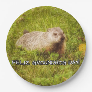Feliz Jour de la Marmotte ! assiettes en papier