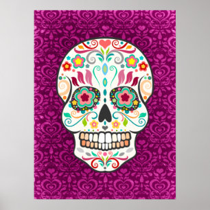 Feliz Muertos - affiche de fête d'art de crâne de