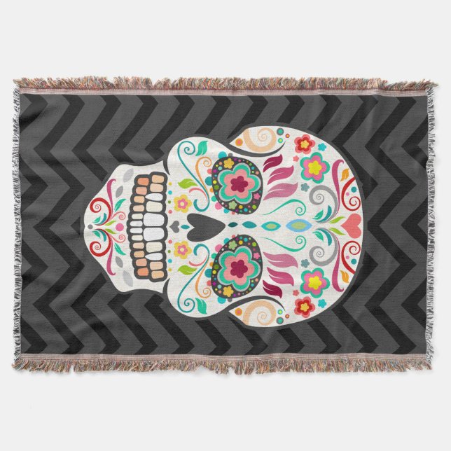 Feliz Muertos - couverture de fête de jet de crâne (Devant)