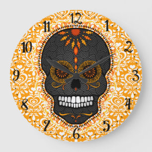 Feliz Muertos - horloge murale heureuse de crâne