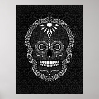 Feliz Muertos - Poster d'art crâne de sucre Festif