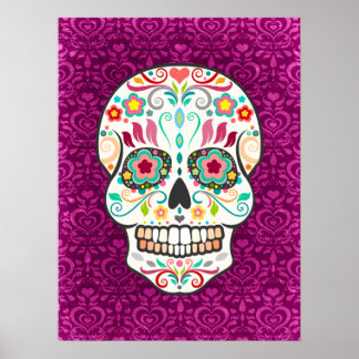 Feliz Muertos - Poster d'art crâne de sucre Festif