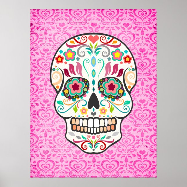 Feliz Muertos - Poster d'art crâne de sucre Festif (Devant)