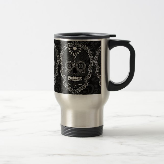 Feliz Muertos - tasse de voyage de motif de crâne (Droit)