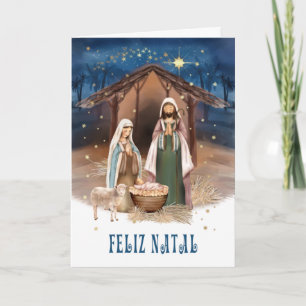 Feliz Natal. Carte de la crèche en portugais