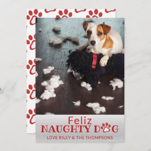 Feliz Naughty Chien Red Paws Animal Photo Carte de