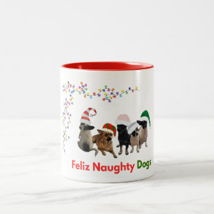 Feliz Naughty Dogs Christmas Mug