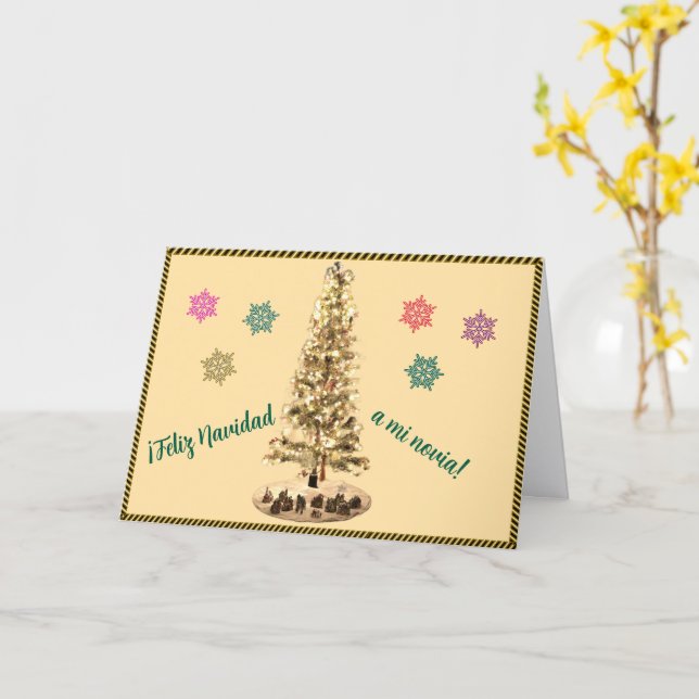 Feliz Navidad a mi novia, Carte de Noël espagnole (Fleur jaune)