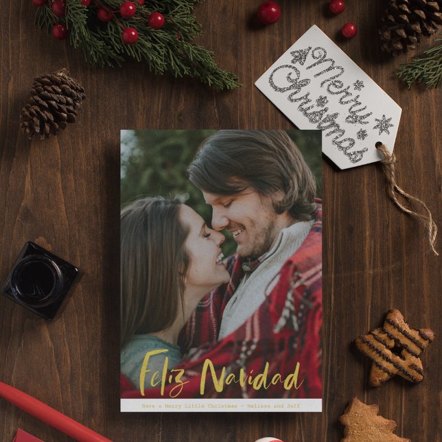 Feliz Navidad Carte de Noël Photo (Feliz Navidad Photo Christmas Holiday Card)