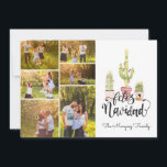 Feliz Navidad | Christmas Photo Collage<br><div class="desc">Souhaitez à vos proches un joyeux Noël avec nos cartes de Noël espagnoles. Un trio simple de cactus aquarellés disposés dans des lumières festives. Six photos collage sur le devant avec photo encadrée complète sur le dos et votre message personnalisé. Ajoutez votre libellé personnalisé à cette conception à l'aide des...</div>