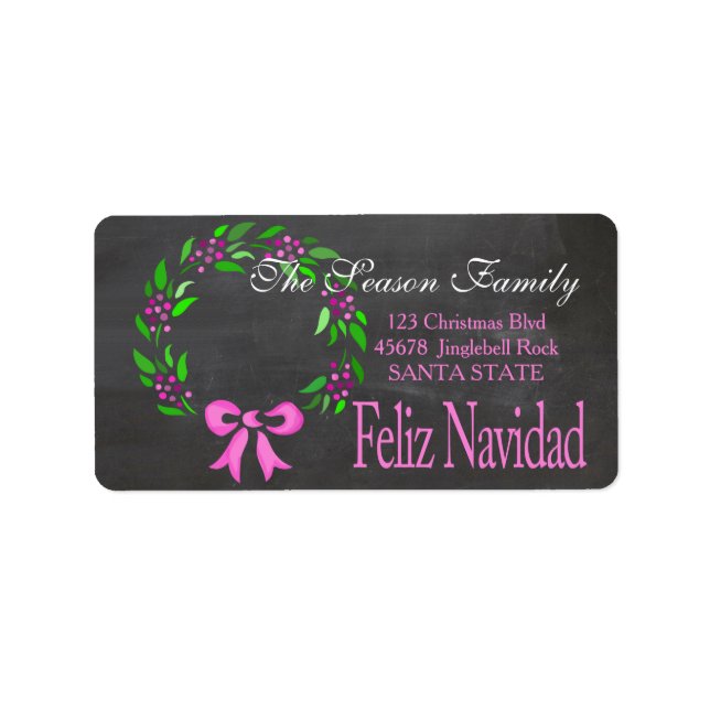 Feliz Navidad Étiquette de adresse de vacances (Devant)