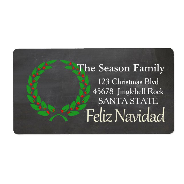 Feliz Navidad Étiquette de adresse de vacances (Devant)
