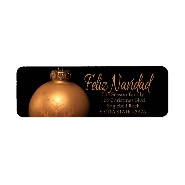 Feliz Navidad étiquette de l'ornement d'or (Devant)