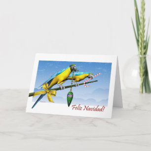 Feliz Navidad Macaw Parrot Carte de Noël espagnole